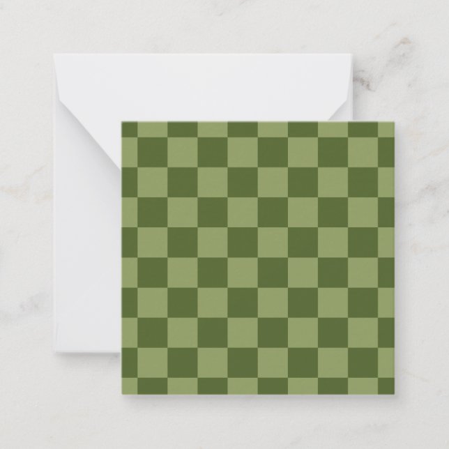 Moos Green Checkerboard Mitteilungskarte (Vorderseite)