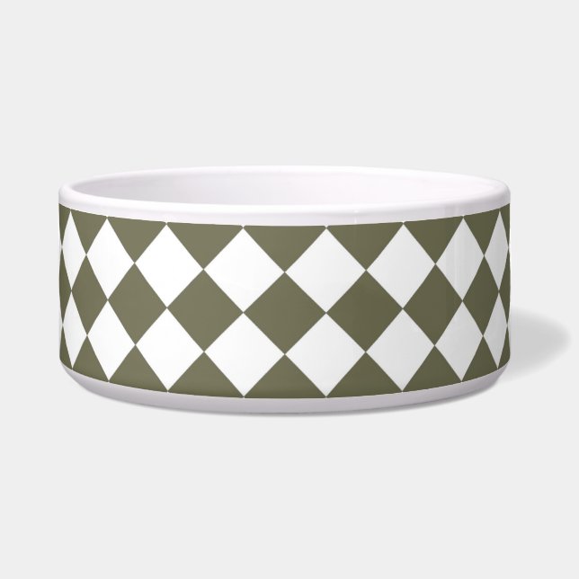 Moos Green Checkerboard-Muster Napf (Vorderseite)