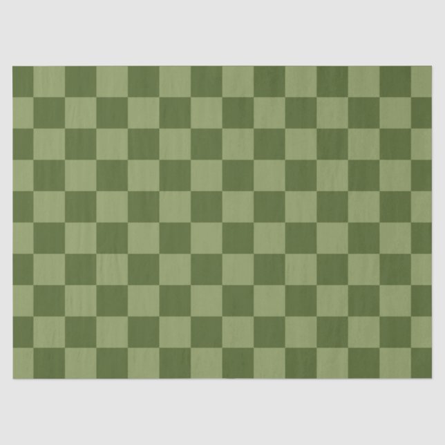 Moos Green Checkerboard Seidenpapier (Vorderseite)