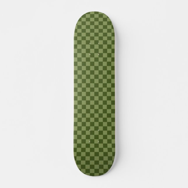 Moos Green Checkerboard Skateboard (Vorne)