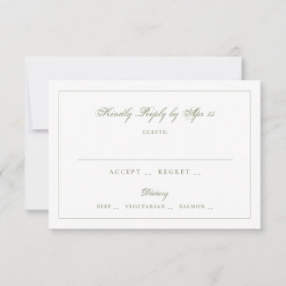 Moos Grün Klassische Kalligrafie Hochzeit RSVP Karte