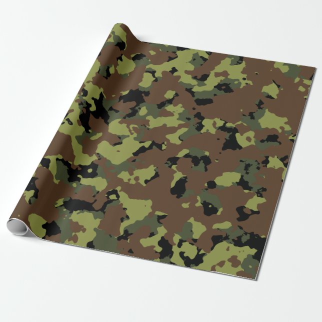 Moos-Grün-Militär-Camouflage Geschenkpapier (Ungerollt)