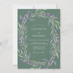 Moos-Lila-Blatt-Hochzeit Einladung