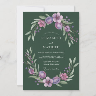 Moos-Pflaume-Blatt-Hochzeit Einladung