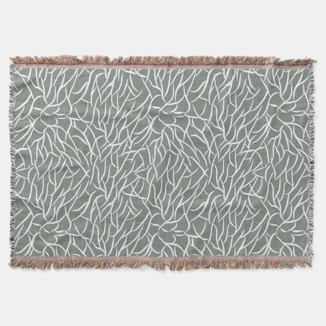Moos-Salbei-grün boho kahle Korallenäste  Decke (Vorderseite)