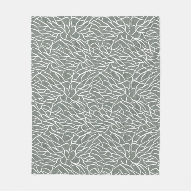 Moos-Salbei-grün boho kahle Korallenäste  Fleecedecke (Vorderseite)
