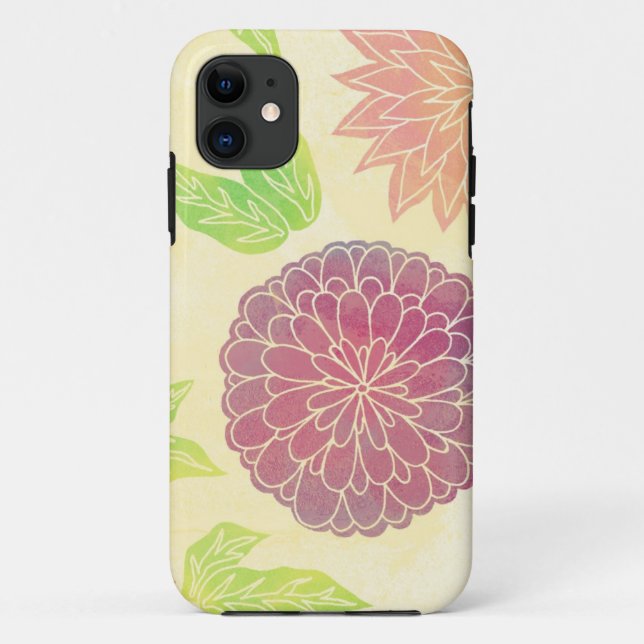 Moosbeere u. orange Blumendruck Case-Mate iPhone Hülle (Rückseite)