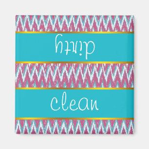 Moosbeere und aquamarines iKat Zickzack-Muster Magnet