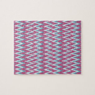 Moosbeere und aquamarines iKat Zickzack-Muster Puzzle