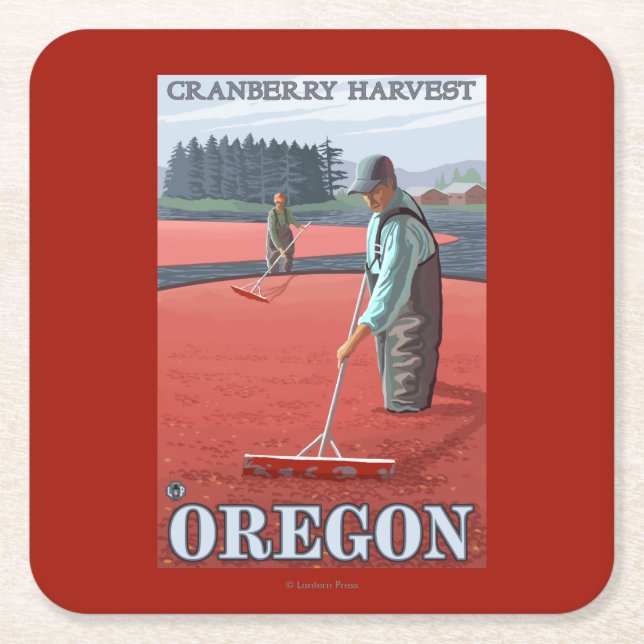 Moosbeersumpf-Ernte-Vintages Reise-Plakat Rechteckiger Pappuntersetzer (Vorderseite)