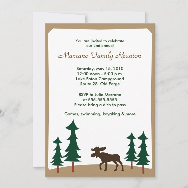 MOOSE Adirondack Lodge 12x18 Party Einladung (Vorderseite)