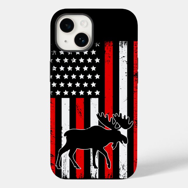 Moose American Flag Case-Mate iPhone Hülle (Rückseite)