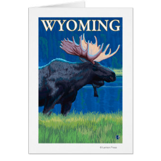 Moose at NightWyomingVintage Travel Poster