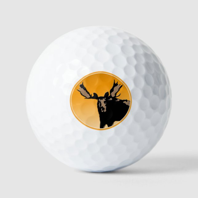 Moose at Sunset - Original Wildlife Art Golfball (Vorderseite)