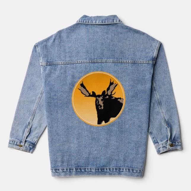 Moose at Sunset - Original Wildlife Art Jeansjacke (Rückseite)
