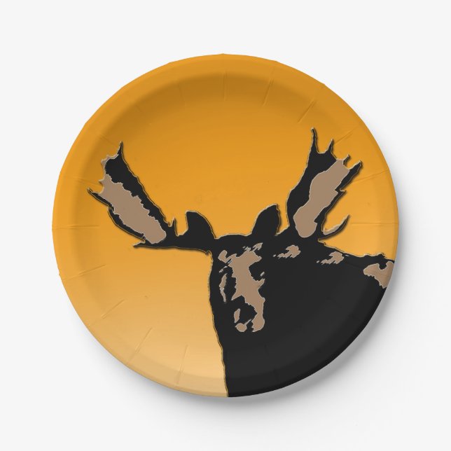 Moose at Sunset - Original Wildlife Art Pappteller (Vorderseite)