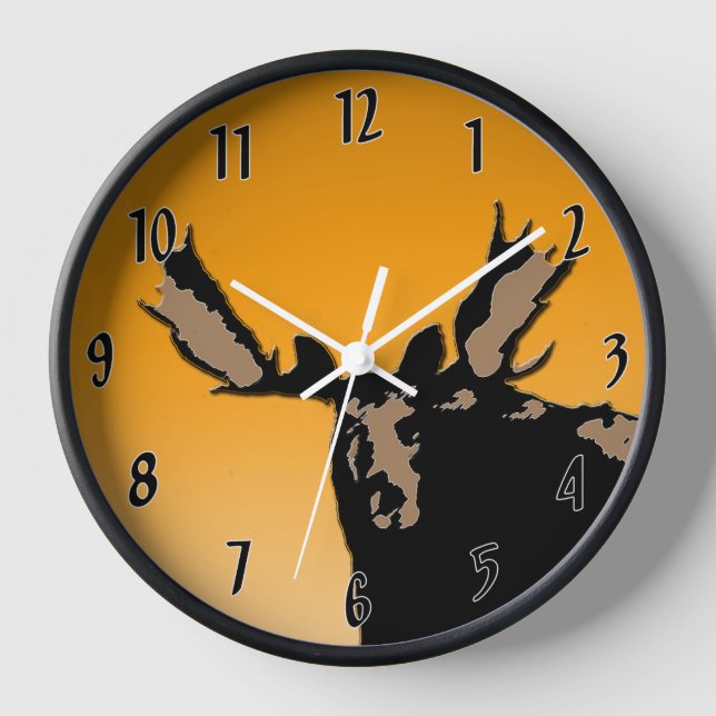 Moose at Sunset - Original Wildlife Art Uhr (Vorderseite)
