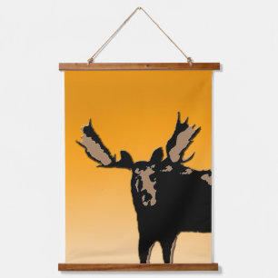 Moose at Sunset - Original Wildlife Art Wandteppich Mit Holzrahmen