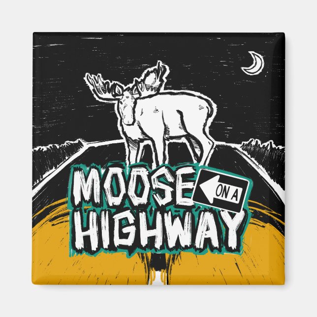 Moose auf einem Highway Magnet (Vorne)