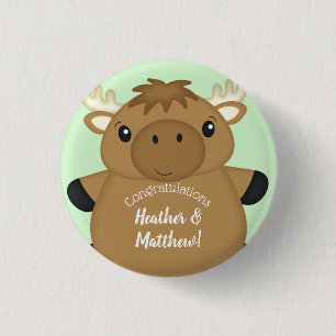 Moose Baby Dusche Green Button