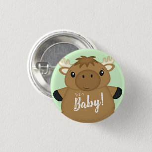Moose Baby Dusche Green Button