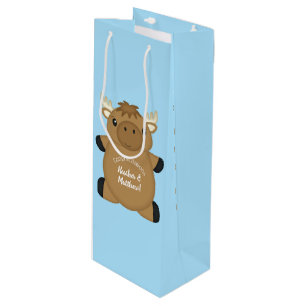 Moose Baby Shower Blue Boy Geschenktüte Für Weinflaschen