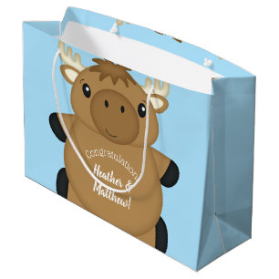 Moose Baby Shower Blue Boy Große Geschenktüte