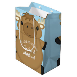 Moose Baby Shower Blue Boy Mittlere Geschenktüte