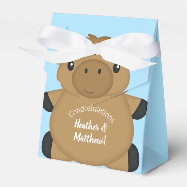 Moose Baby Shower Blue Geschenkschachtel (Vorderseite)