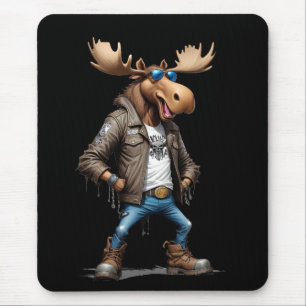 Moose Biker Rebel im Coolen Stil der Lederjacket Mousepad
