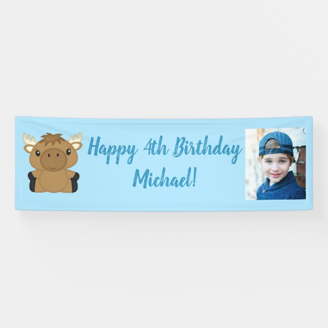 Moose Birthday Party Foto Banner (Horizontal)