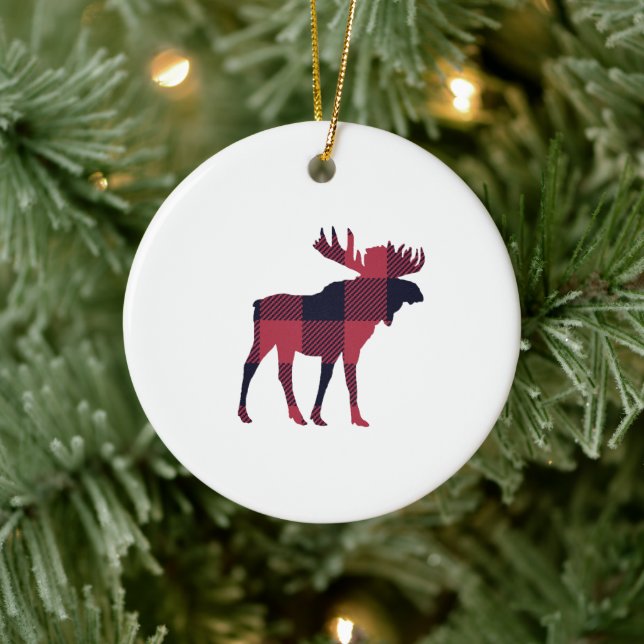 Moose Buffalo Karo Keramik Keramik Ornament (Baum)