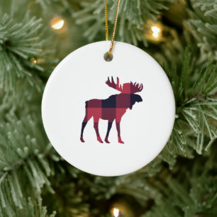Moose Buffalo Karo Keramik Ornament