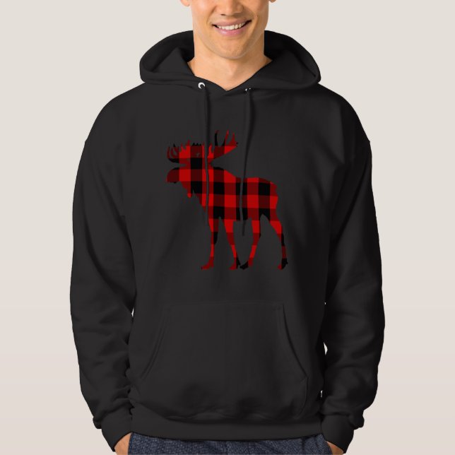 Moose Buffalo Red Kariert Hoodie (Vorderseite)