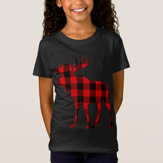 Moose Buffalo Red Kariert T-Shirt (Vorderseite)