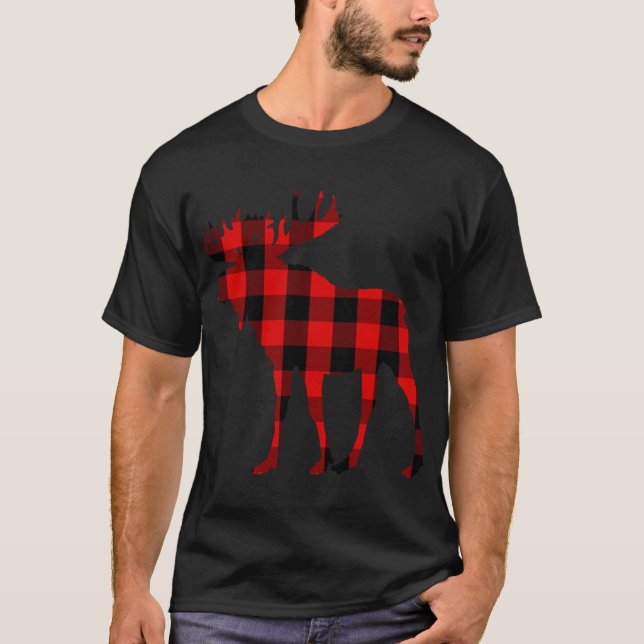 Moose Buffalo Red Kariert T-Shirt (Vorderseite)