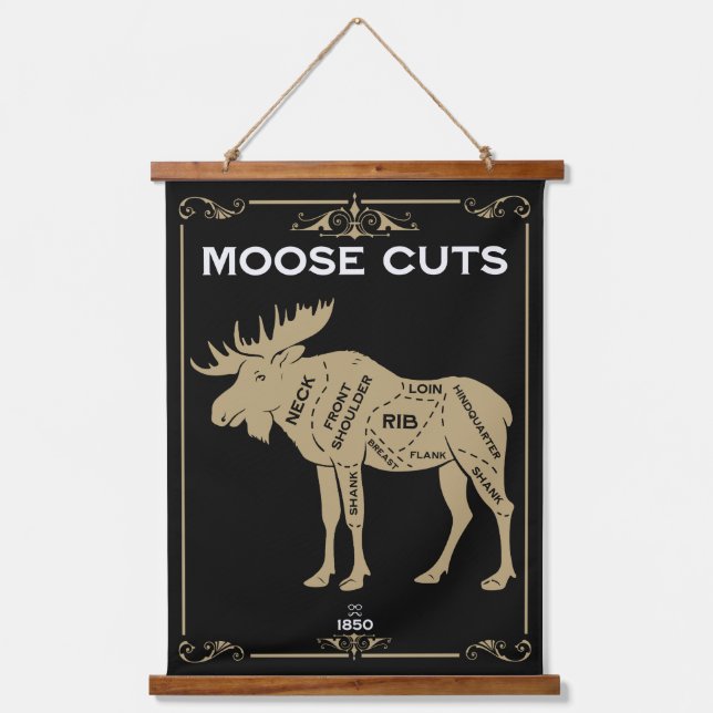 Moose Butler Cut Chart Wandteppich Mit Holzrahmen (Vorderseite)