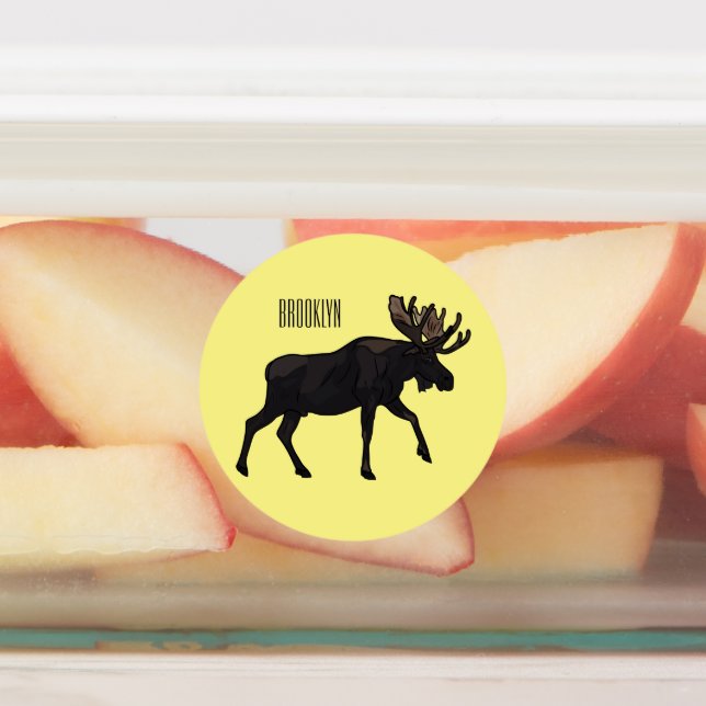 Moose cartoon illustration etiketten (Befestigt)