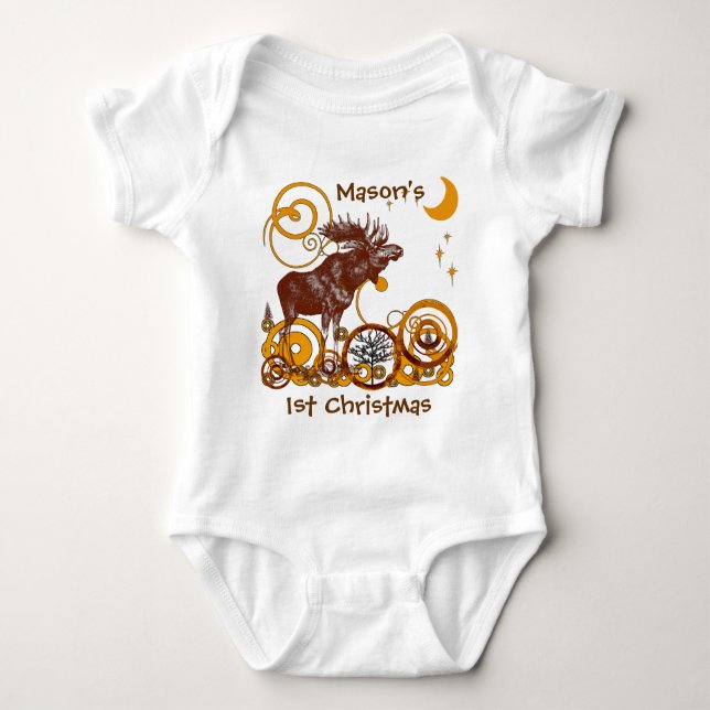 Moose Christmas Baby Strampler (Vorderseite)
