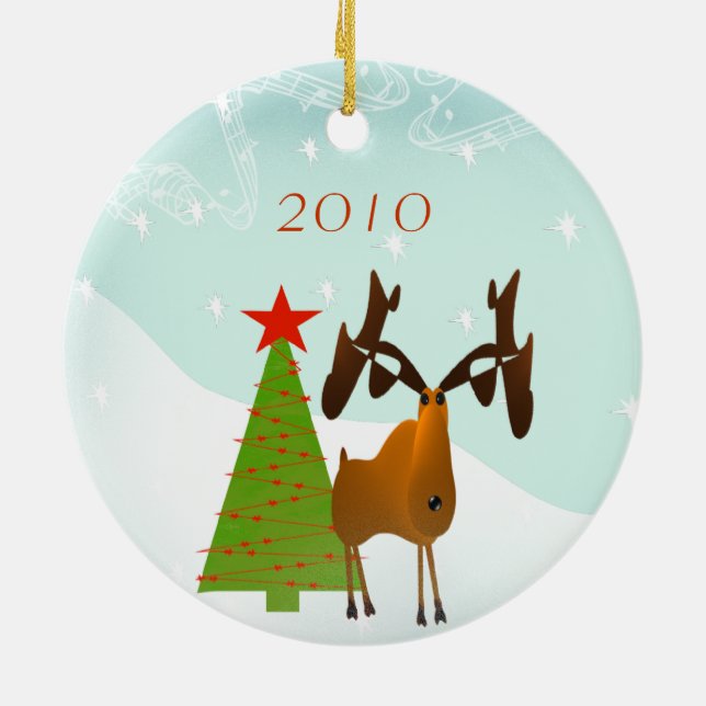 Moose Christmas Family Foto Ornament (Hinten)