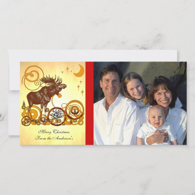 Moose Christmas Feiertagskarte (Vorderseite)