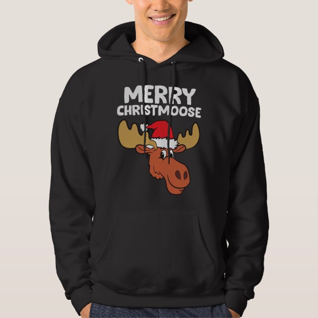 Moose Christmas Hat Moose Merry Christmoose Merry  Hoodie (Vorderseite)