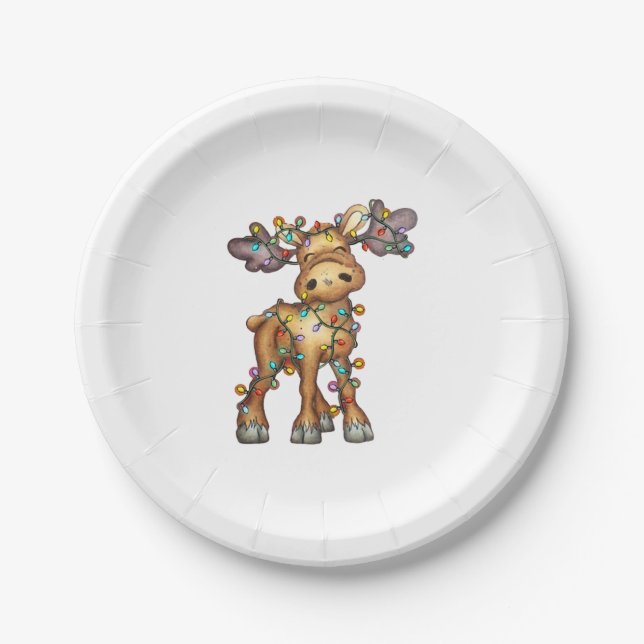 Moose Christmas Pappteller (Vorderseite)