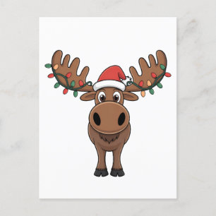 Moose Christmas Tree Lights Funny Xmas Moose Lover Feiertagspostkarte