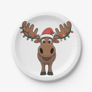 Moose Christmas Tree Lights Funny Xmas Moose Lover Pappteller