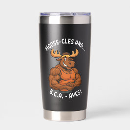 Moose-cles and BCAAs – Funny Gym Moose Workout Thermobecher