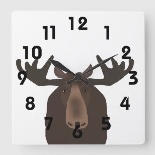 Moose Clock Quadratische Wanduhr