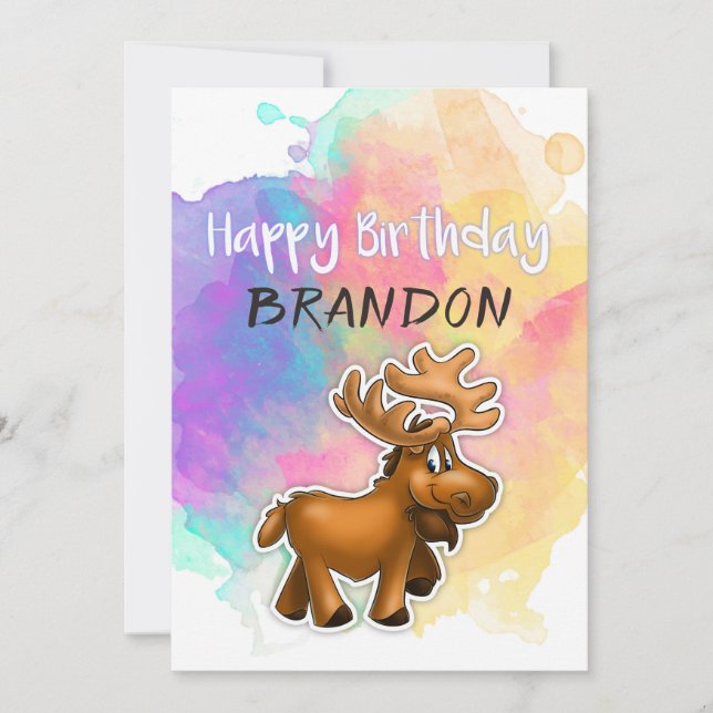 Moose Colorful Birthday Card Karte (Vorderseite)
