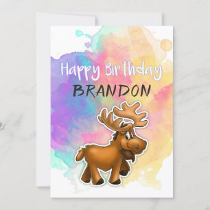 Moose Colorful Birthday Card Karte