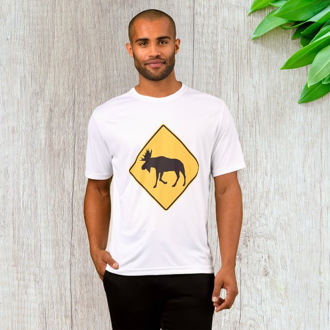 Moose Crossing Road Sign Wildlife Safety T-Shirt (Von Creator hochgeladen)
